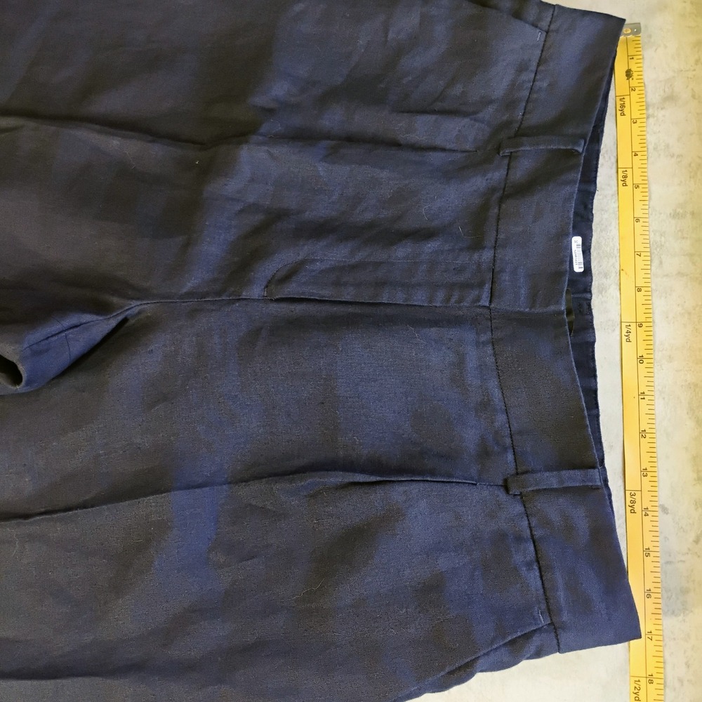 Talbots Bristol Crop Pants Navy Blue Womens 14 Linen Minimalist Career Summer - Picture 11 of 11